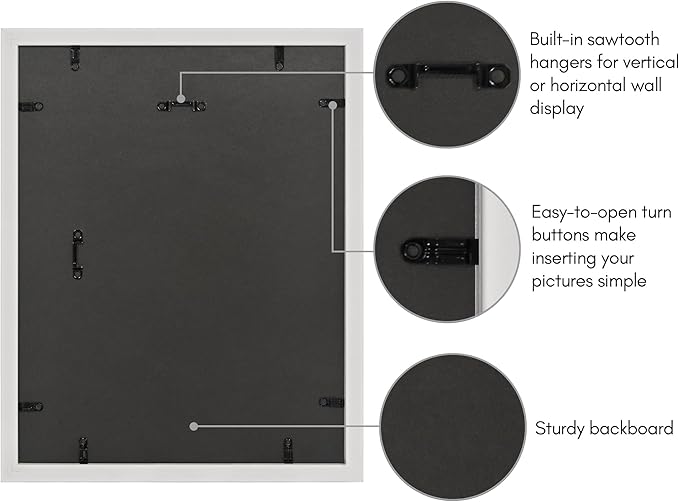 Americanflat Vintage Frames - 11x14 Picture Frame with Beaded Accents and Shatter-Resistant Glass - Use as 8x10 Frame or Display 11x14 Photos Without Mat - Heirloom Collection - Wall Display - White