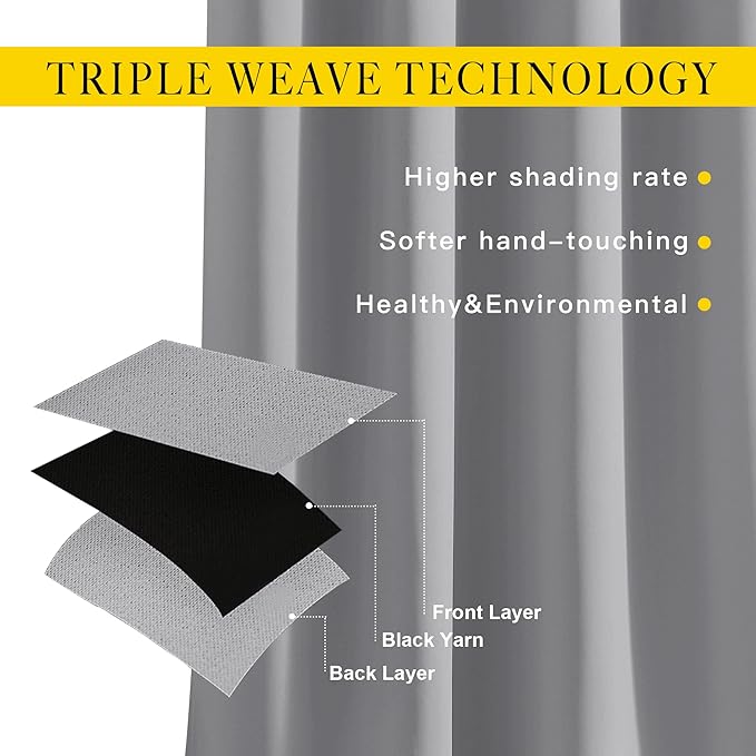 NICETOWN Blackout 102 inch Curtains for Living Room, Grommet Thermal Curtains Room Darkening Window Treatments Sound Reducing for Bedroom, Silver Grey, 2 Panels, W52 x L102