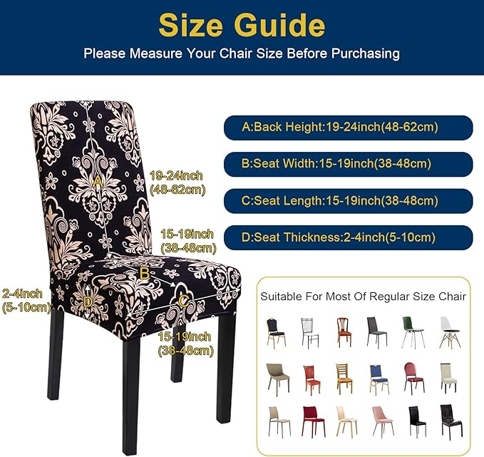Chair Covers, Stretch Kitchen Chair Covers/Dining Chair Covers for Dining Room 8 Pack, Removable Washable Dining Chair Slipcovers for Home, Hotel, Banquet