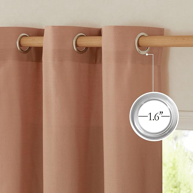 NICETOWN Linen Terracotta Window Curtains 84 inches Long, Grommet Thick Linen Blend Window Treatments Privacy Assured with Light Filtering for Bedroom/Living Room, W42 x L84