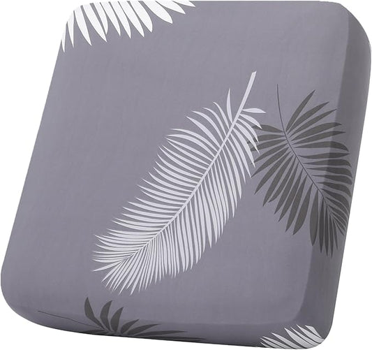 hyha Printed Couch Cushion Covers, Floral Sofa Covers Washable for Cushion Couch, Stretch Pattern Outdoor Cushion Covers for Patio Furniture with Elastic Bottom(Small, Grey Feathers)