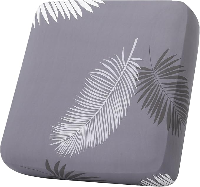 hyha Printed Couch Cushion Covers, Floral Sofa Covers Washable for 2 Cushion Couch, Stretch Pattern Outdoor Cushion Covers for Patio Furniture with Elastic Bottom(Medium, Grey Feathers)