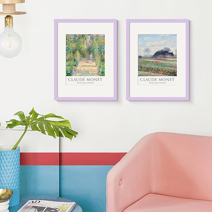 upsimples 12x16 Picture Frame, Display Pictures 8.5x11 with Mat or 12 x 16 Without, Wall Hanging Poster Frames, Purple, 1 Pack