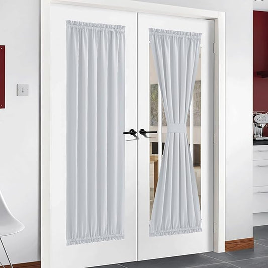 NICETOWN Room Darkening Patio Door Panel - Room Darkening French Door Thermal Blackout Curtain/Drape/Drapery (54" Width x 72" Length, Platinum-Greyish White, 1 Panel)