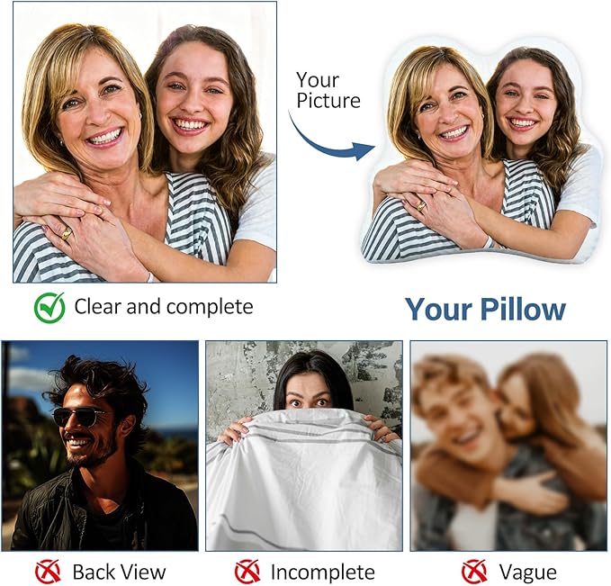 Mothers Day Personalized Pillows Women/Men Gifts - Custom Photo Gifts for Friends, Birthday for Women Family Keepsake Pillow
