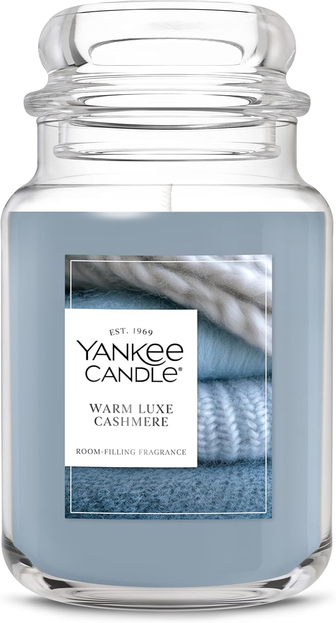 Yankee Candle Warm Luxe Cashmere, Holiday Scented Candle, 22oz Large Jar with up to 150 Hour Burn Time, Giftable