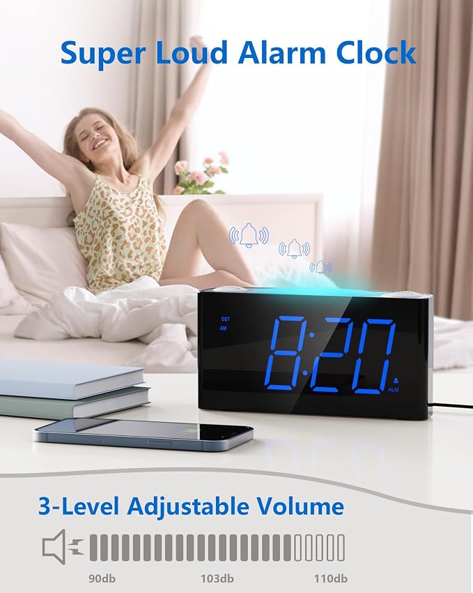 Digital Alarm Clock for Bedroom, Large Screen with 7 Color Night Light - Image 2