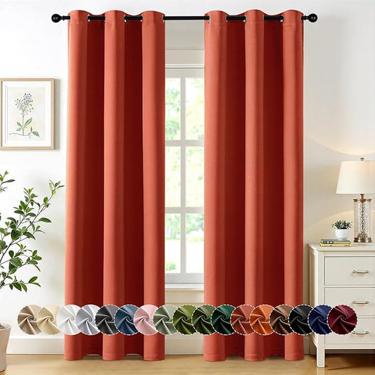 MIULEE Burnt Orange Blackout Curtains for Bedroom Living Room 84 Inches Long 2 Panels, Thermal Insulated Room Darkening Drapes Grommet Noise Reducing Light Blocking Window Treatments 40x84 Inch