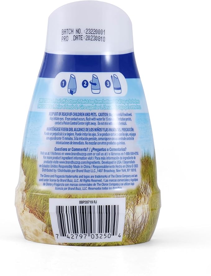 Clorox Fraganzia Cone Gel Air Freshener, Twist Open Adjustable Solid Air Deodorizer for Small Indoor Spaces, Continuous Fresh Ocean Breeze Scent for Bathroom Office Closet Odor Control, 6 Oz - 12 Pack