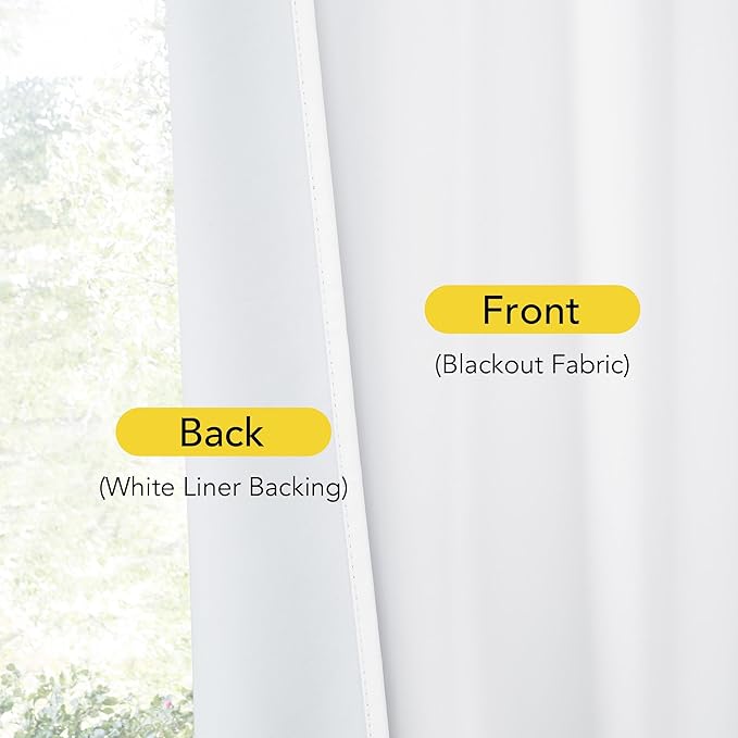 NICETOWN 100% Blackout Door Curtains - Thermal Insulated Light Block Privacy French Door Sidelight Curtain Window Shades, 30 x 72 inch, 1 Panel, White