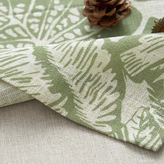 jinchan Linen Curtain Kitchen Valance for Windows Tropical Leaf Printed Valance for Living Room Bathroom Bedroom Blackout Country Farmhouse Kitchen Curtain 16 Inch Rod Pocket 1 Panel Green on Beige
