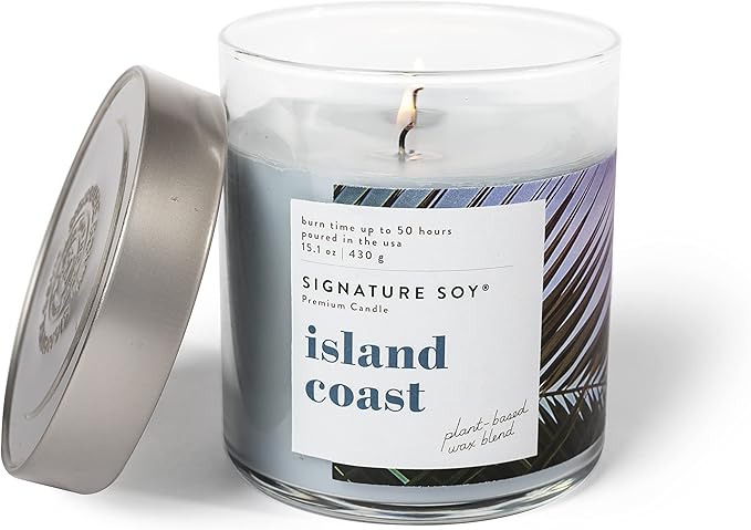 Signature Soy Lidded Island Coast Scented Candle, Large Jar