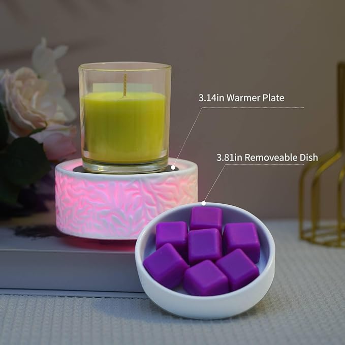 ElusiaKa Wax Melt Warmer,Electric 3-in-1 Wax Melter,Ceramic Candle Wax Warmer Burner for Scented Waxs,Candle Warmer Scent Oil Burner Home Aromatherapy-7 Color