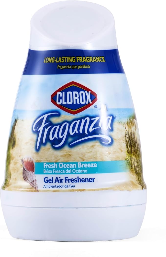 Clorox Fraganzia Cone Gel Air Freshener, Twist Open Adjustable Solid Air Deodorizer for Small Indoor Spaces, Continuous Fresh Ocean Breeze Scent for Bathroom Office Closet Odor Control, 6 Oz
