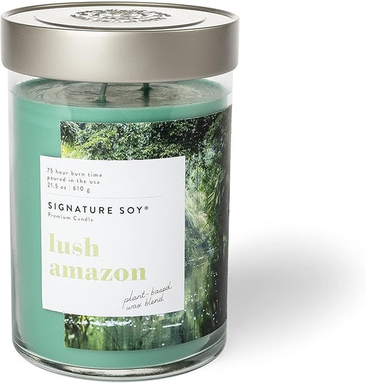 Signature Soy Lidded Lush Amazon Scented Candle, Extra Large Jar