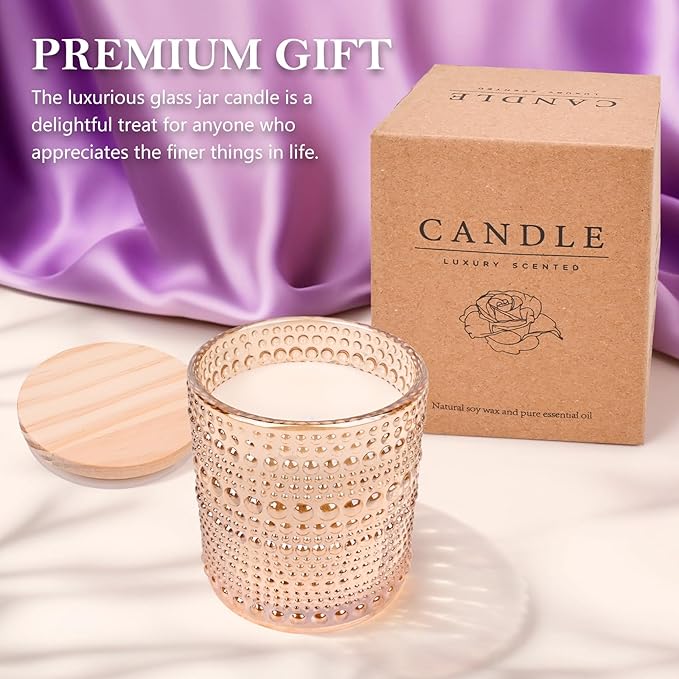 Jasmine Candle, Candles for Home Scented, Luxury Jar Candles for Women, Candles Gifts for Women, Natural Soy Candle, 6 oz 40 Hours Burning Time