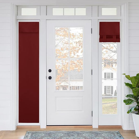RYB HOME Blackout French Door Curtain - Privacy Thermal Insulated Window Shades for Patio Kitchen Front Entry Back Door Glass Window, Self Adhesive No Drill, 1 Panel, 12" W x 69" L, Burgundy Red