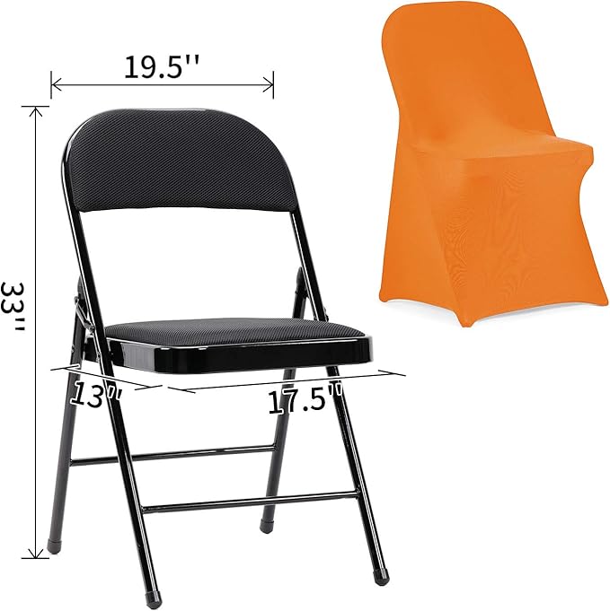 Peomeise Stretch Spandex Folding Chair Cover for Wedding Party Dining Banquet Event (Orange,25pcs)