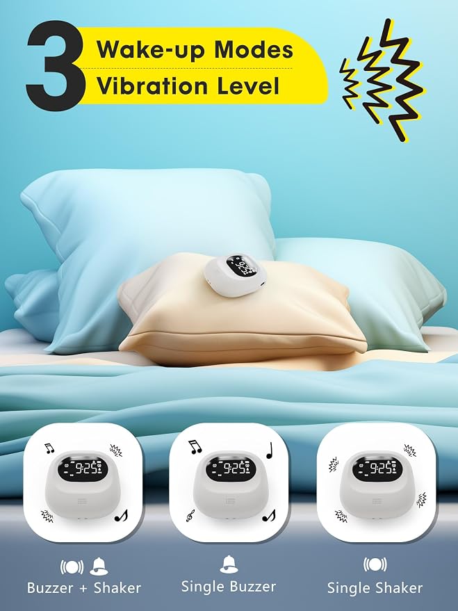 Vibrating Alarm Clock Bed Shaker Travel Clock, Rechargeable 3000mAh Battery - Image 6