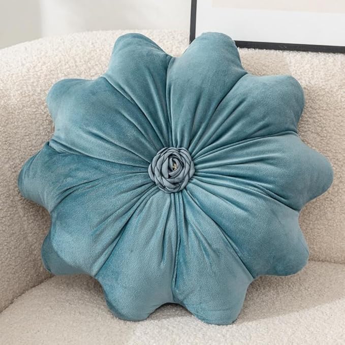 Flower Pillow Cushion Round Decorative Throw Pillow 15.7 Velvet Flower Shaped Pillow for Sofa Couch Vanity Chair Bed
