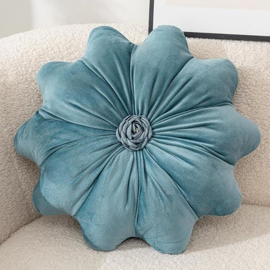 Flower Pillow Cushion Round Decorative Throw Pillow 15.7 Velvet Flower Shaped Pillow for Sofa Couch Vanity Chair Bed