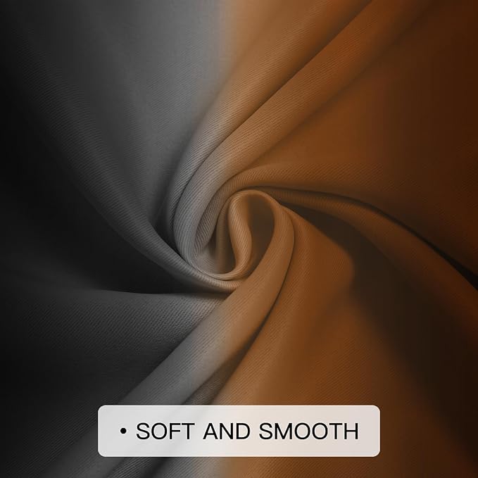 COSVIYA Blackout Drapes Burnt Orange and Black Curtains 84 inch Length 2 Panels,Full Room Darkening Grommet Insulated Thermal Window Treatments for Bedroom/Living Room,52x84 inches