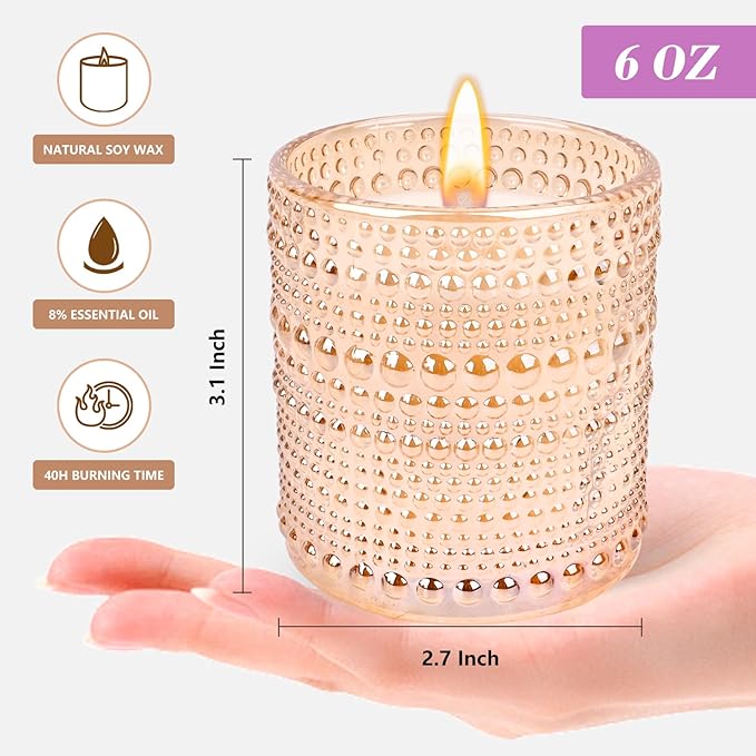 Lavender Candle, Candles for Home Scented, Luxury Jar Candles for Women, Fresh Lavender Scented Candles, Aromatherapy Candles for Relaxation, Natural Soy Wax Candles, 6 oz 40 Hours