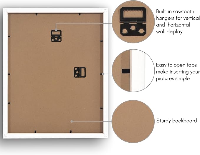 Americanflat 11x14 Picture Frame with Shatter-Resistant Glass - Use as 8x10 Frame with Mat or Display 11x14 Photo Without Mat - Soho Collection - Deep Molding Picture Frames for Wall Display - White