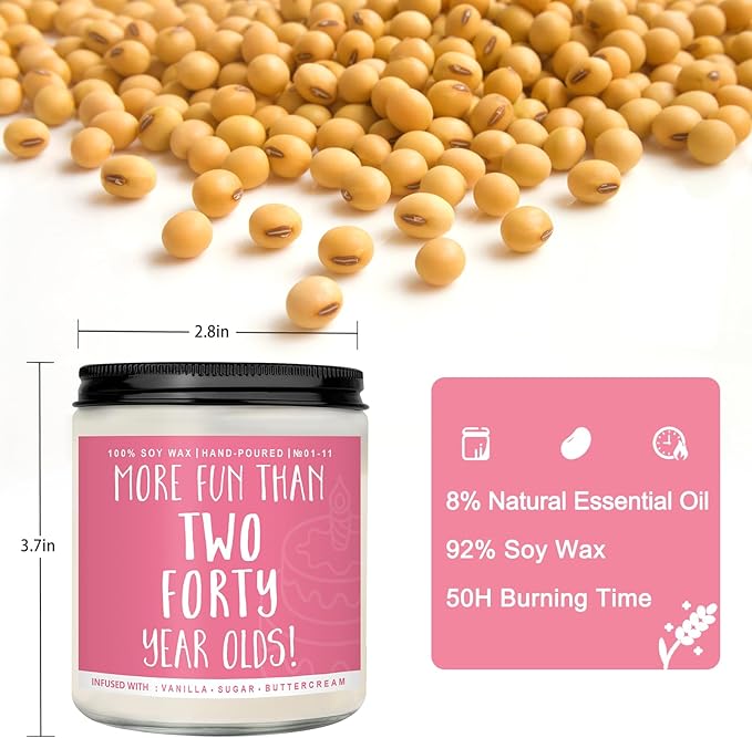 80th Birthday Gifts for Women, Perfect Birthday Present, Funny Presents for Mom, Friends, Wife, Sister, 7oz Vanilla Cream-Scented Candle