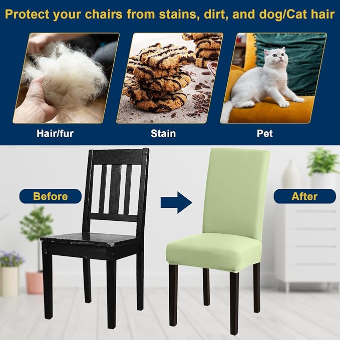 Dining Room Chair Covers - Stretch Kitchen Chair Covers Set of 4, Removable Washable Slipcovers for Home, Hotel, Banquet