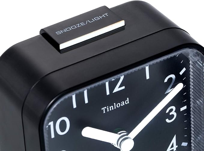 Tinload Small Battery Operated Analog Travel Alarm Clock Silent Non Ticking, Gentle Wake, Ascending Beep Sounds, Snooze,Lighted on Demand, Easy Set - Image 3