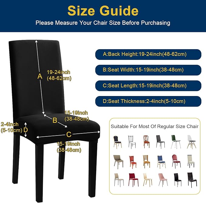 Chair Covers, Stretch Kitchen Dining Room Chair Covers Set of 6, Removable Washable Dining Chair Slipcovers for Home, Hotel, Banque