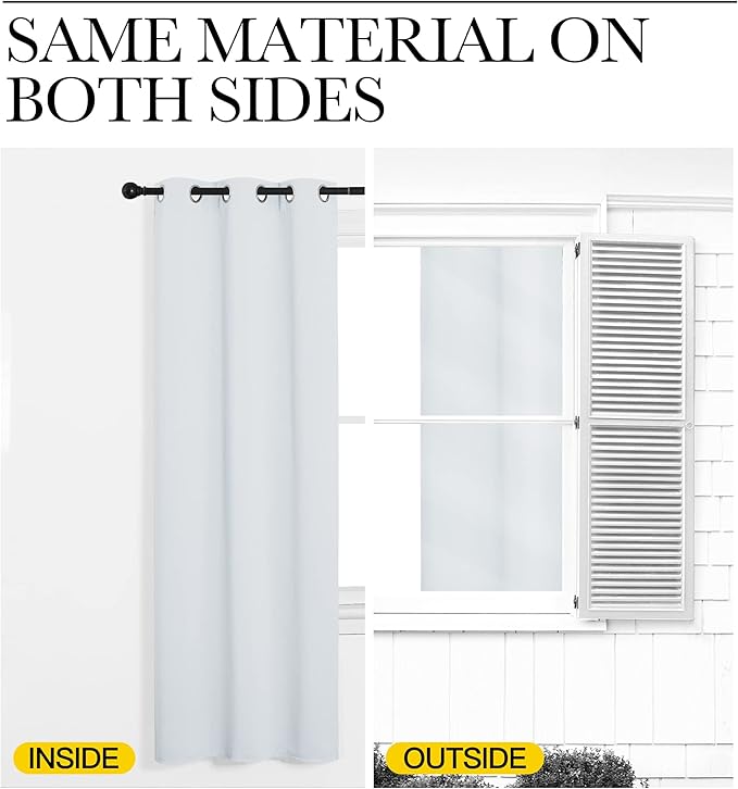 NICETOWN Blackout Curtains Panels for Living Room, 2 Panels, 66 x 70 Inch, Greyish White, 3 Pass Microfiber Noise Reducing Thermal Insulated Solid Ring Top Blackout Window Drapes