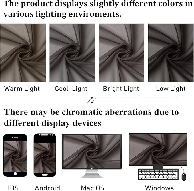 Lecloud Chocolate Sheer Curtains 54 Inch Length 2 Panels, Voile Curtains for Bedroom with Rod Pocket, Light Filtering Gauzy Window Treatments for Basement Bathroom, Each Panel 42 X 54 Inch