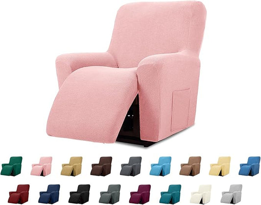 Cupuamon Recliner Chair Covers,Lazy Boy Recliner Covers Stretch Reclining Covers 1 Piece Furniture Protector with Elastic Bottom for Dog,Kids-Dusty Pink