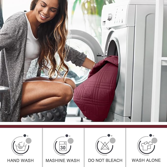 TAOCOCO 100% Waterproof Recliner Chair Covers, Non Slip Recliner Covers for Recliner Chair with Pocket, Washable Reclining Chair Cover Furniture Protector for Kids,Dogs(22'', Wine)