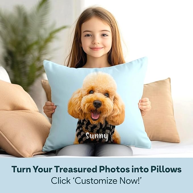 Fabric Textile Products Custom Pillow - USA Made - Personalized Pillows with Picture Collage - Throw Pillow - Personalized Gift - Grandparent & Couples Gifts - Kids Pillows (16"x16")