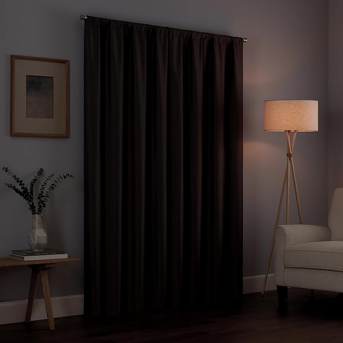 Eclipse Kendall Modern Blackout Thermal Rod Pocket Window Curtain, Insulating & Noise Reducing Curtains for Bedroom or Living Room (1 Panel), 84 in Long x 42 in Wide, Teal