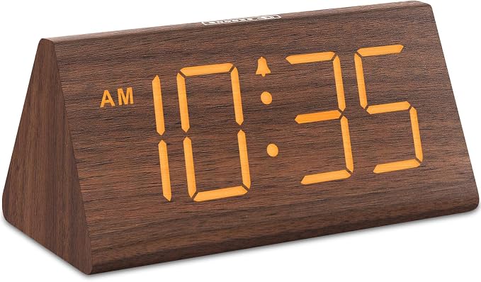 DreamSky Wooden Digital Alarm Clock for Bedrooms Desks with Large Numbers by DreamSky