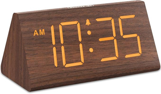 DreamSky Wooden Digital Alarm Clock for Bedrooms Desks with Large Numbers by DreamSky