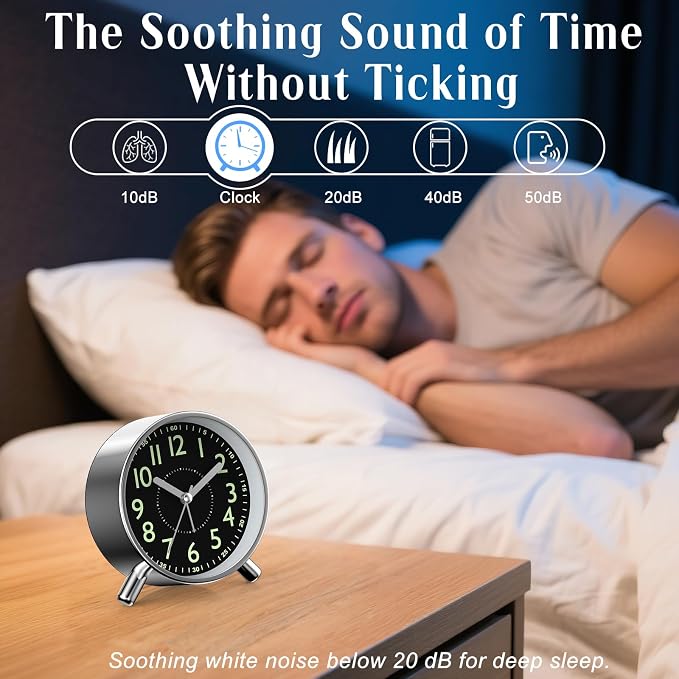 Analog Alarm Clock Night Ligh Battery Operated for Bedroom - Image 4