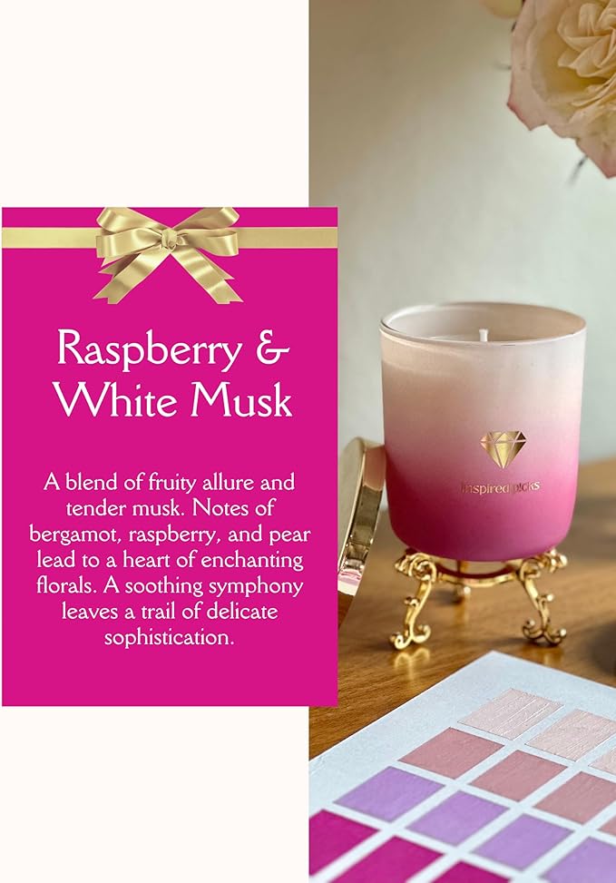 Purple Candle | Raspberry & White Musk w/Gold Diamond Symbol Luxury Candle for Date Night, Spring Home Scents, Mother's Day, Stress Relief & Aromatherapy