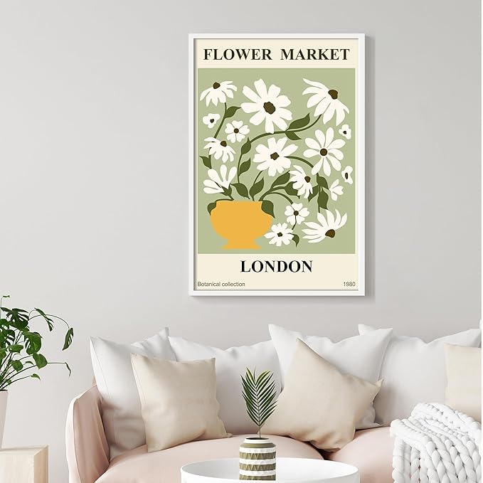 upsimples 24x36 Poster Frame, Display Pictures 20x30 with Mat or 24x36 Without Mat, Wall Hanging Picture Frame, White, 1 Pack