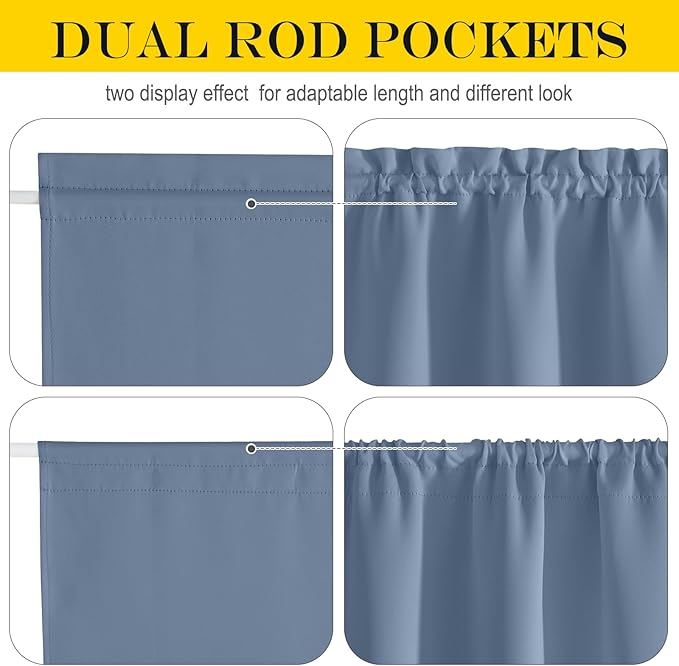 NICETOWN Sidelight Door Curtains 72 Inches Long for Side Window Thermal Insulated Farmhouse Privacy Protect Blackout French Door Curtain Bonus Adjustable Tieback, 30x72 Inch, 1 Panel, Stone Blue