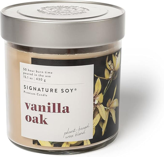 Signature Soy Lidded Vanilla Oak Scented Candle Large Jar
