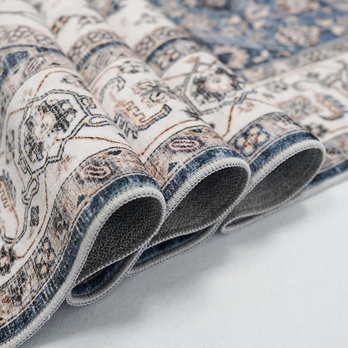 RUUGME Large 10x14 Area Rugs - Large Boho Rugs for Living Room Stain Resistant Carpet Vintage Tribal Rugs for Bedroom Kitchen with Non Slip Backing Decor Floor Decoration Mat 10x14 Navy/Blue