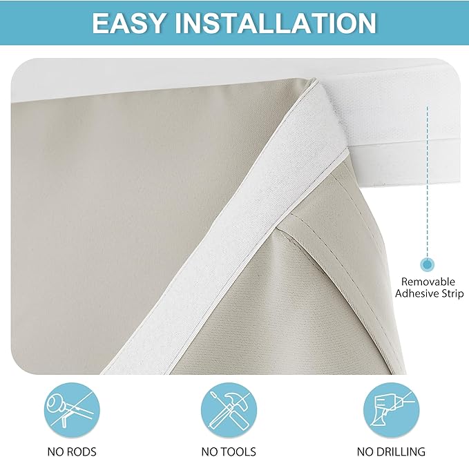 RYB HOME Door Window Curtain 80 inch - Privacy Tricia/Front/Patio French Door Window Curtain Sidelight Blind Tie up Shade, W26 x L80 inch, Natural, 1 Panel
