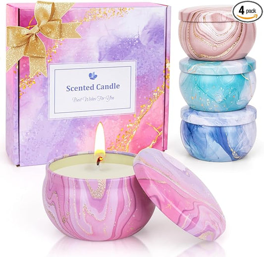Candles Gift Set for Women, Aromatherapy Candles for Home Scented 4 Pack, 80 Hours Long Lasting, Womens Gifts for Christmas, Birthday, Valentines Day