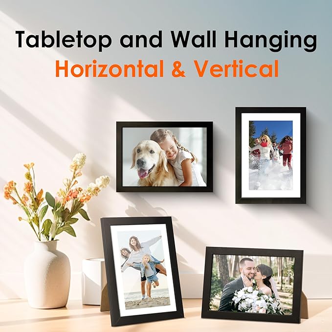 FIXSMITH 5x7 Picture Frame Set of 6, Photo Frame with HD Plexiglass, Display Pictures 4x6 with Mat or 5x7 Without Mat Multi Picture Frames Collage for Tabletop or Wall Display, Black