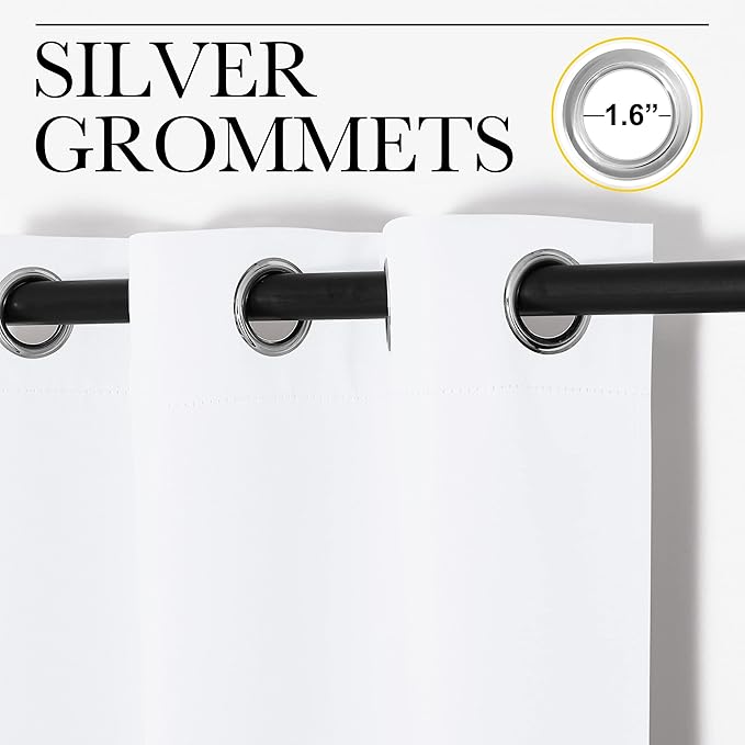 NICETOWN White Lightweight Fabric Curtain Panels, 48 inch Length, Non-Blackout Window Drapes for Bedroom & Dining Room (Set of 2, 42" W x 48" L)